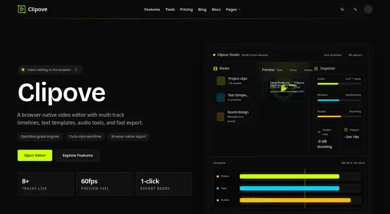 The Clipove homepage