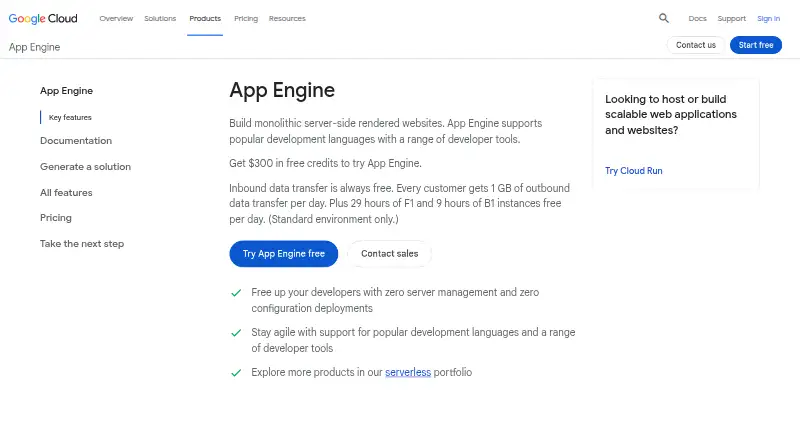 Google App Engine's own site