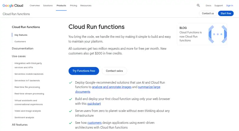 Cloud Run functions's own site