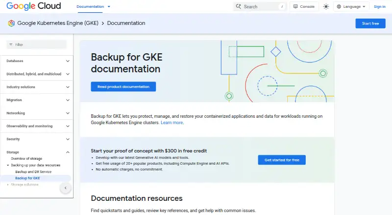 Backup for GKE's own site