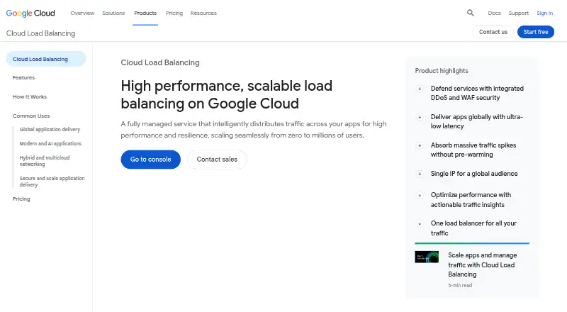 Google Cloud Load Balancing's own site