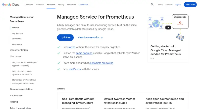 Google Cloud Managed Service for Prometheus's own site