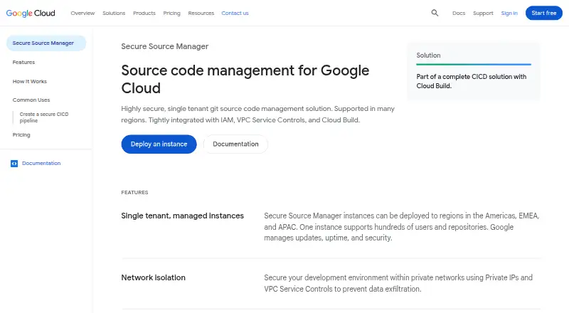Secure Source Manager's own site