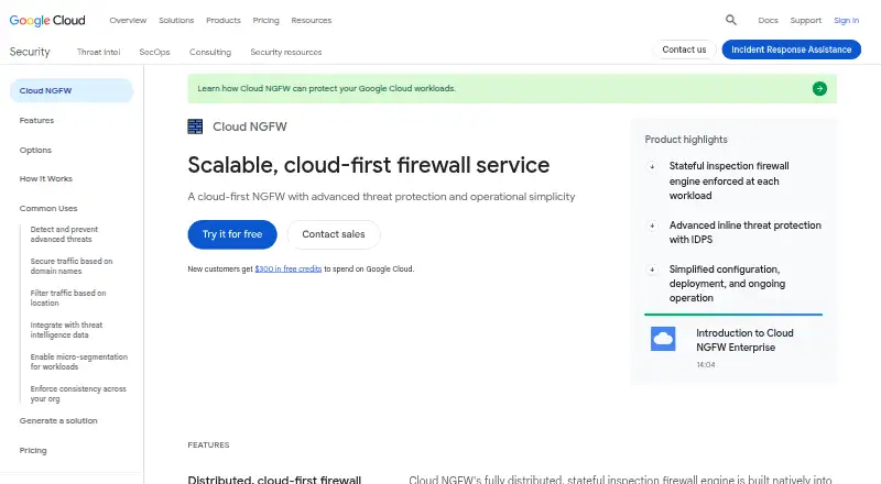 Google Cloud NGFW's own site