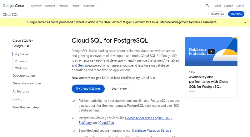 Cloud SQL for PostgreSQL's own site