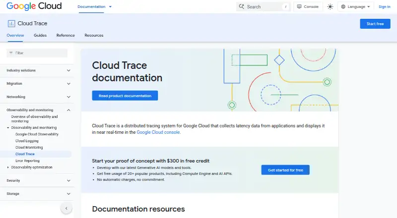 Google Cloud Trace's own site