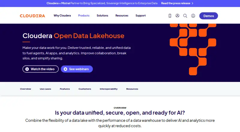 Cloudera Open Data Lakehouse's own site