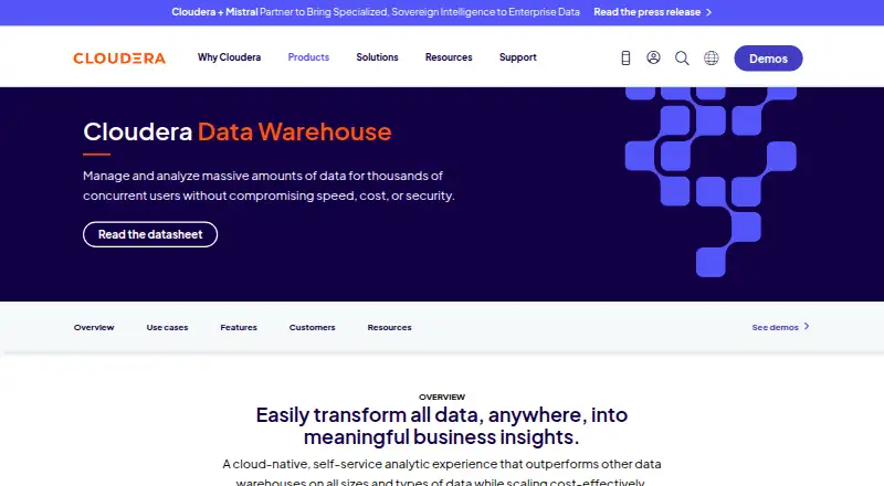Cloudera Data Warehouse's own site