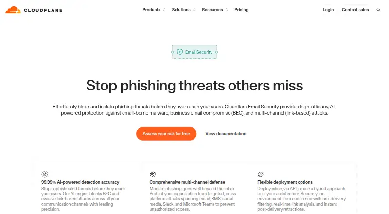 Cloudflare Email Security's own site