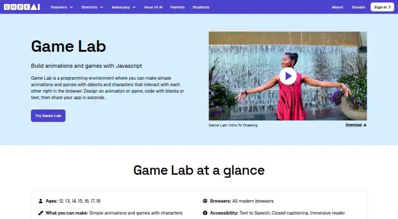 Code.org Game Lab's own site