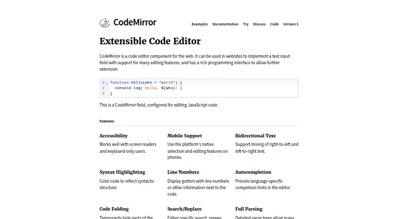 CodeMirror's own site