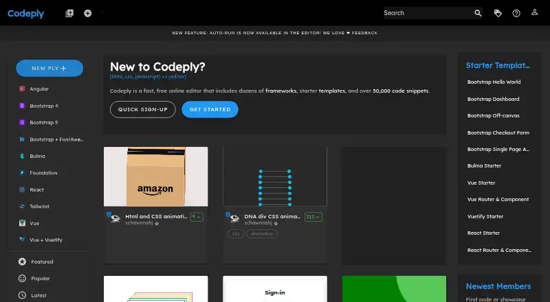 Codeply's own site