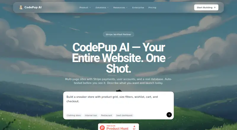 CodePup AI Photography Website Builder's own site