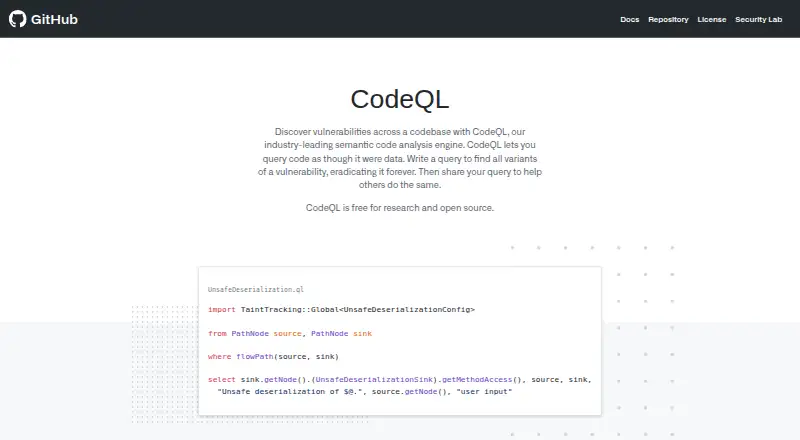 GitHub CodeQL's own site
