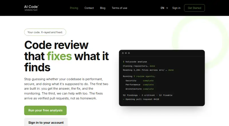 Code Review by Holycode's own site