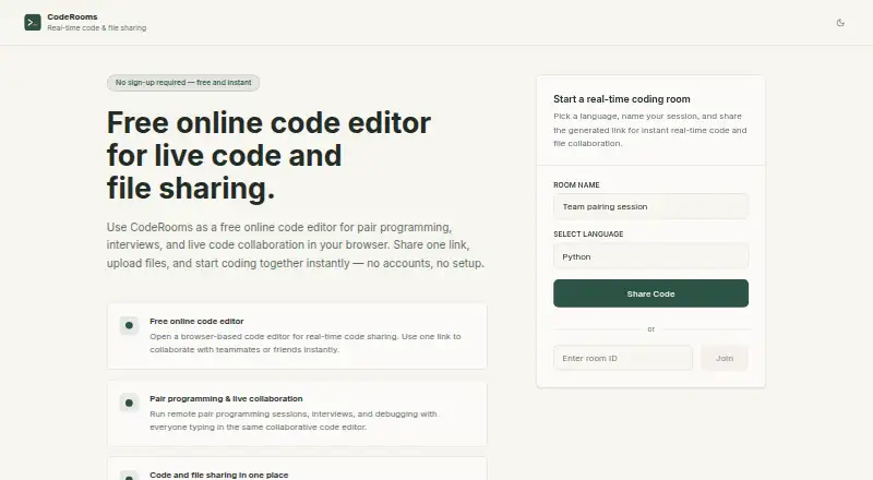 CodeRooms's own site