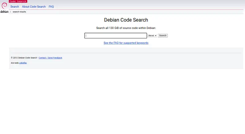 Debian Code Search's own site
