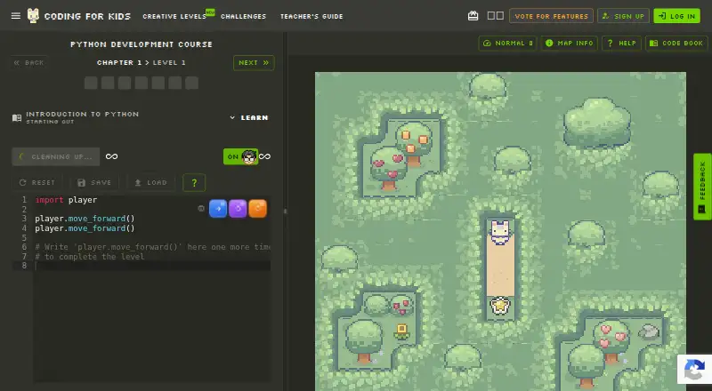 Coding for Kids's own site
