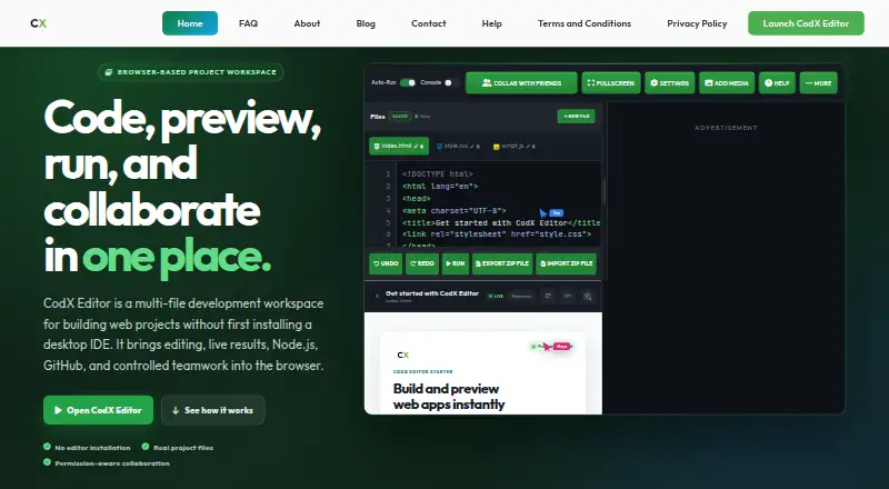 CodX Editor's own site