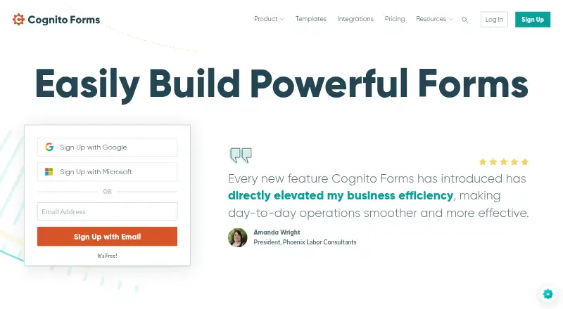 Cognito Forms's own site