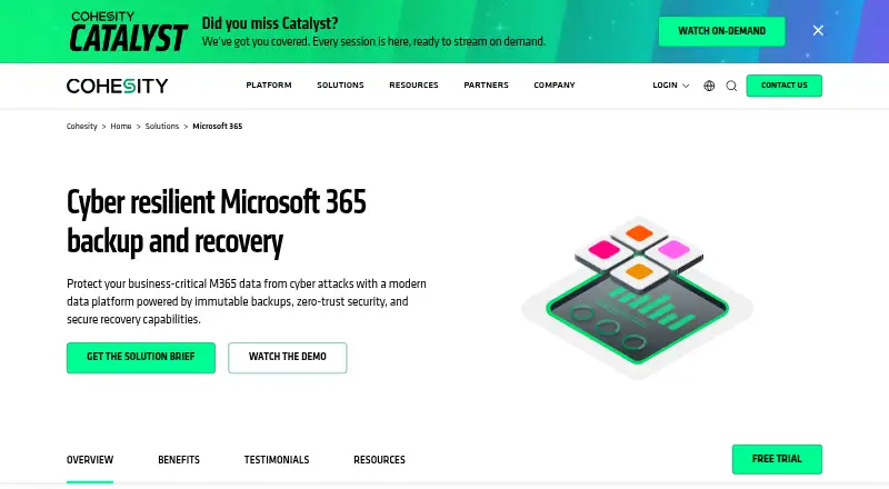 Cohesity Cloud Services for Microsoft 365's own site