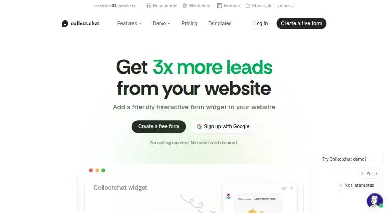 Collect.chat's own site