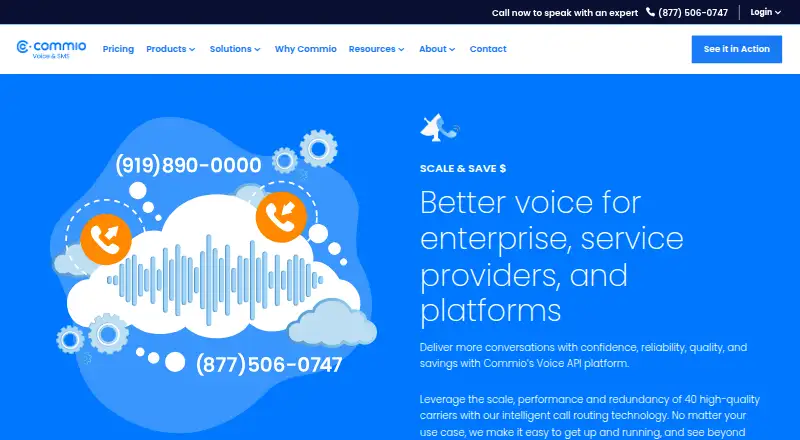 Commio Voice API's own site