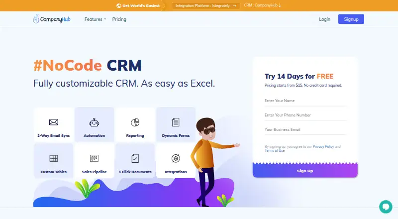 CompanyHub CRM's own site