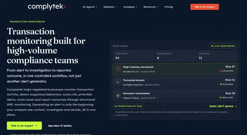 Complytek Transaction Monitoring's own site