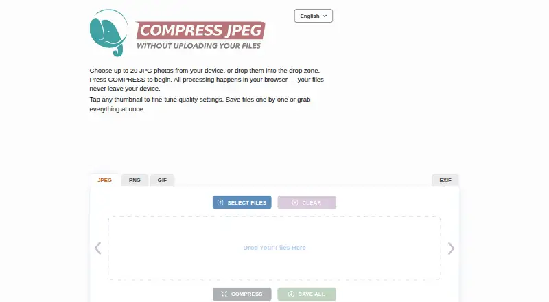 Compress JPEG's own site