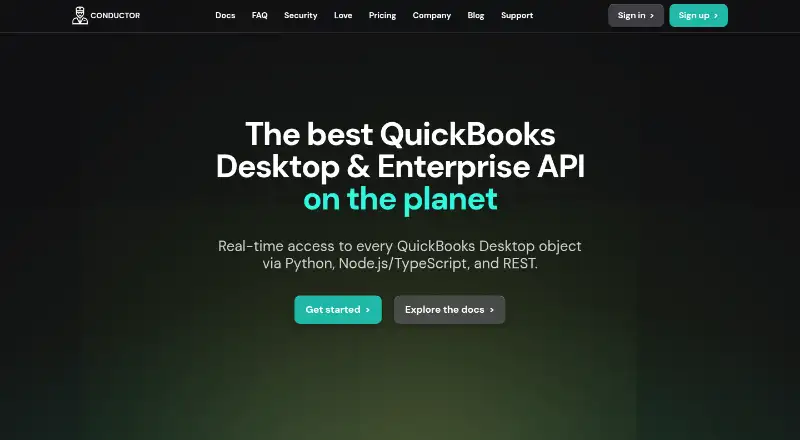 Conductor QuickBooks Desktop API's own site