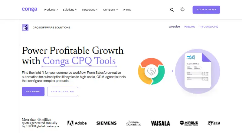 Conga CPQ's own site