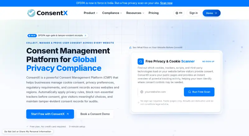 ConsentX's own site