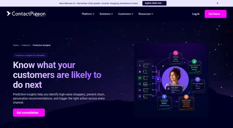 ContactPigeon Predictive Insights's own site