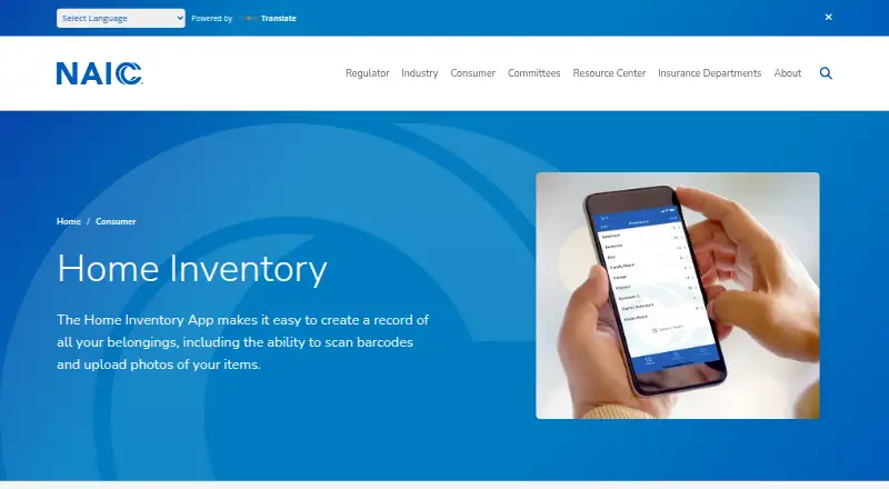 NAIC Home Inventory's own site