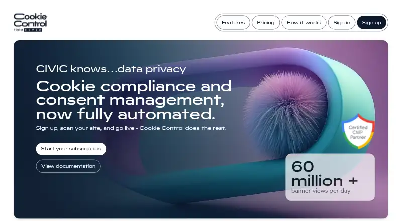 Civic Cookie Control's own site