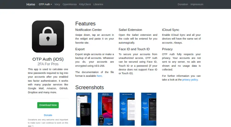 OTP Auth's own site