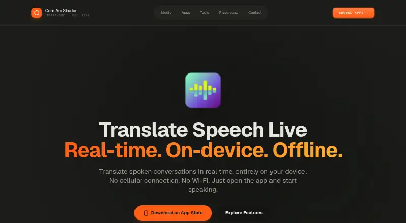 Translate Speech Live's own site