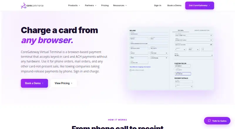 CoreGateway Virtual Terminal's own site