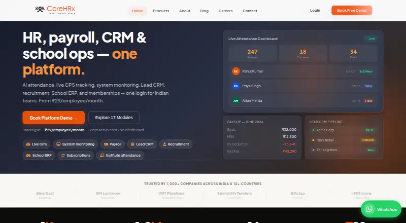 CoreHRx's own site