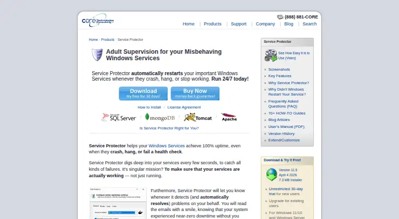 Service Protector's own site