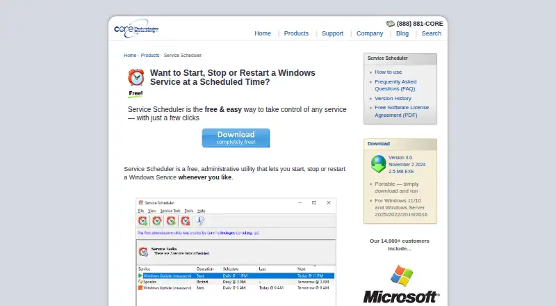 Service Scheduler's own site