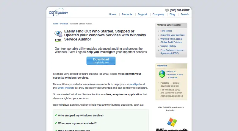 Windows Service Auditor's own site