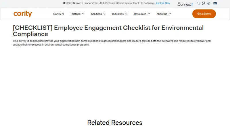 Cority Environmental Compliance's own site
