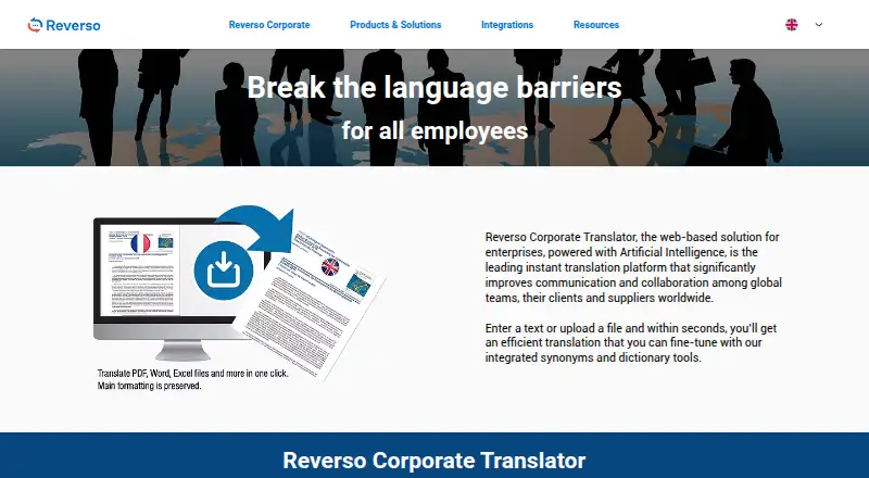 Reverso Corporate's own site
