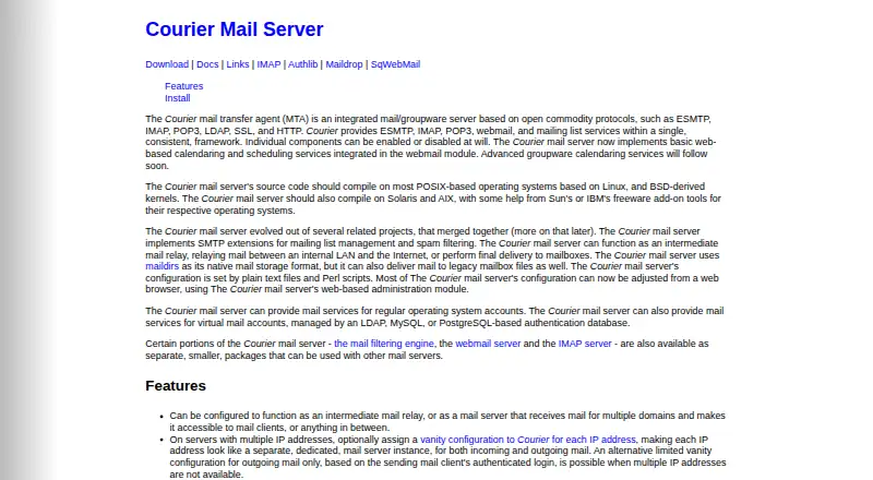 Courier Mail Server's own site