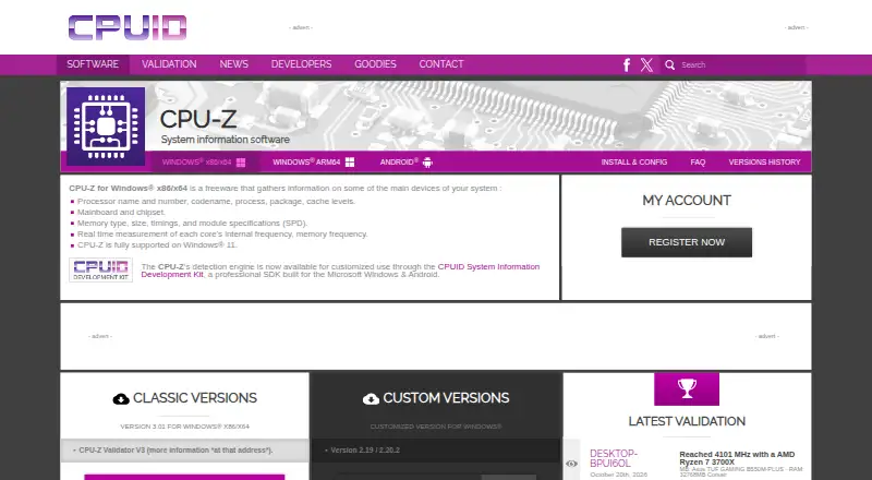 CPU-Z's own site