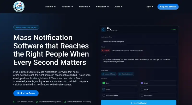 Crises Control PING's own site