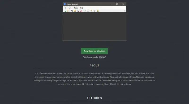 Crypto Notepad's own site