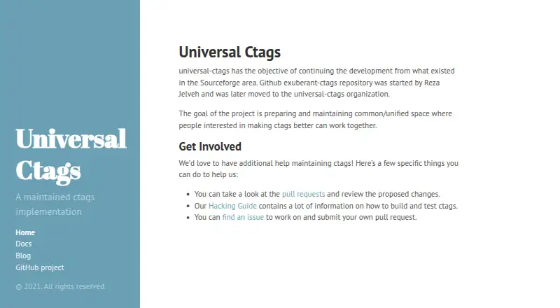 Universal Ctags's own site